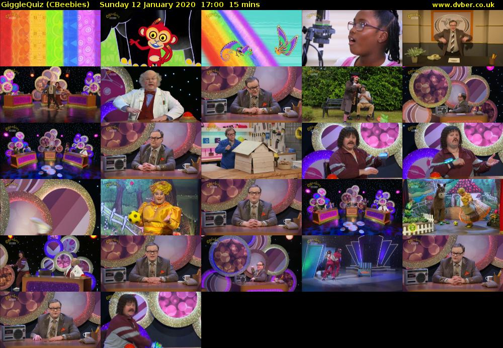 GiggleQuiz (CBeebies) Sunday 12 January 2020 17:00 - 17:15