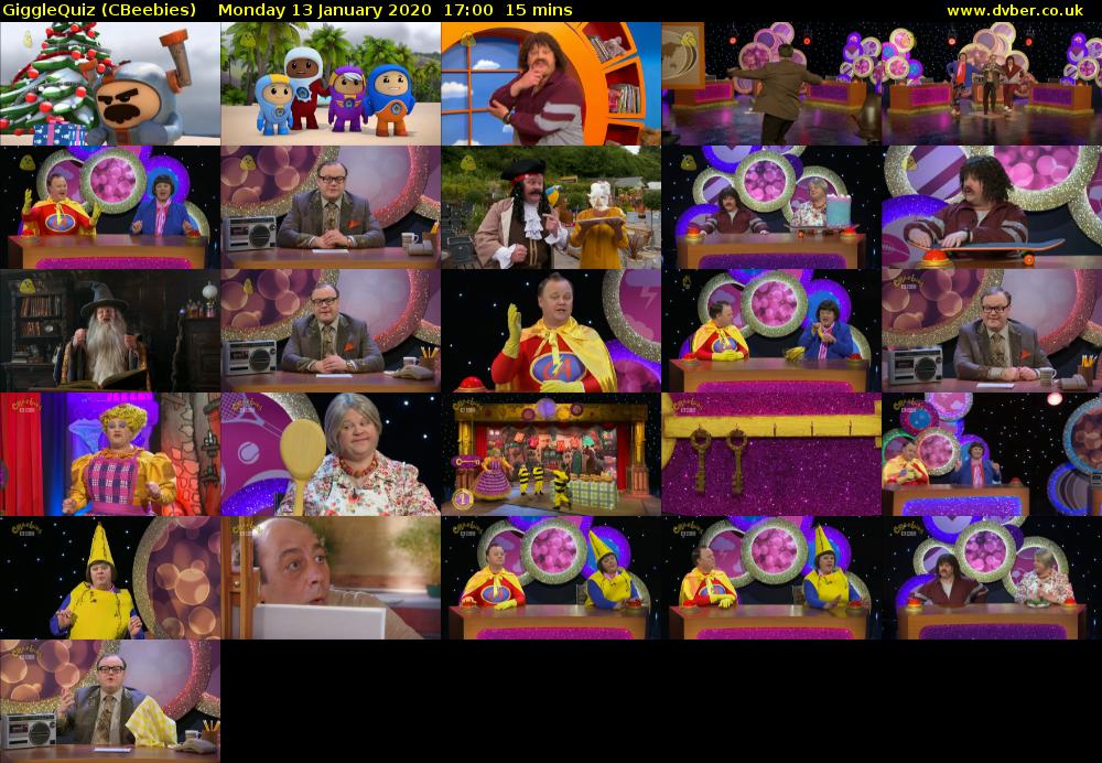 GiggleQuiz (CBeebies) Monday 13 January 2020 17:00 - 17:15