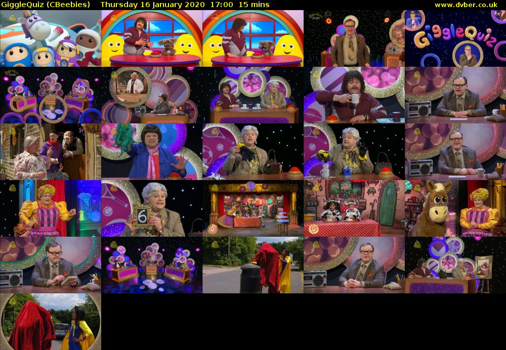 GiggleQuiz (CBeebies) Thursday 16 January 2020 17:00 - 17:15