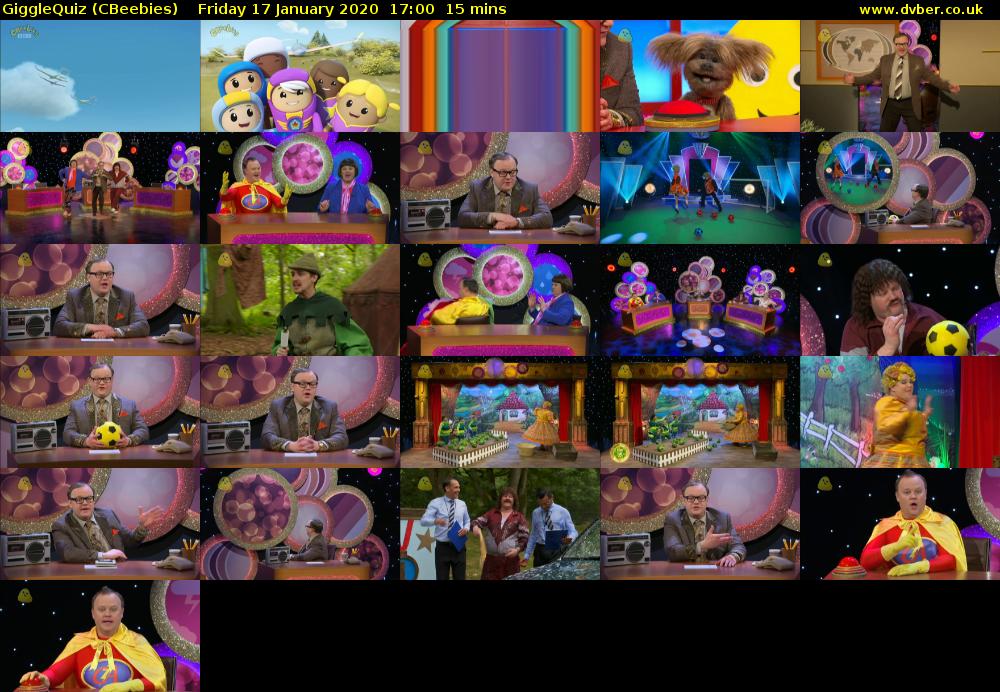 GiggleQuiz (CBeebies) Friday 17 January 2020 17:00 - 17:15