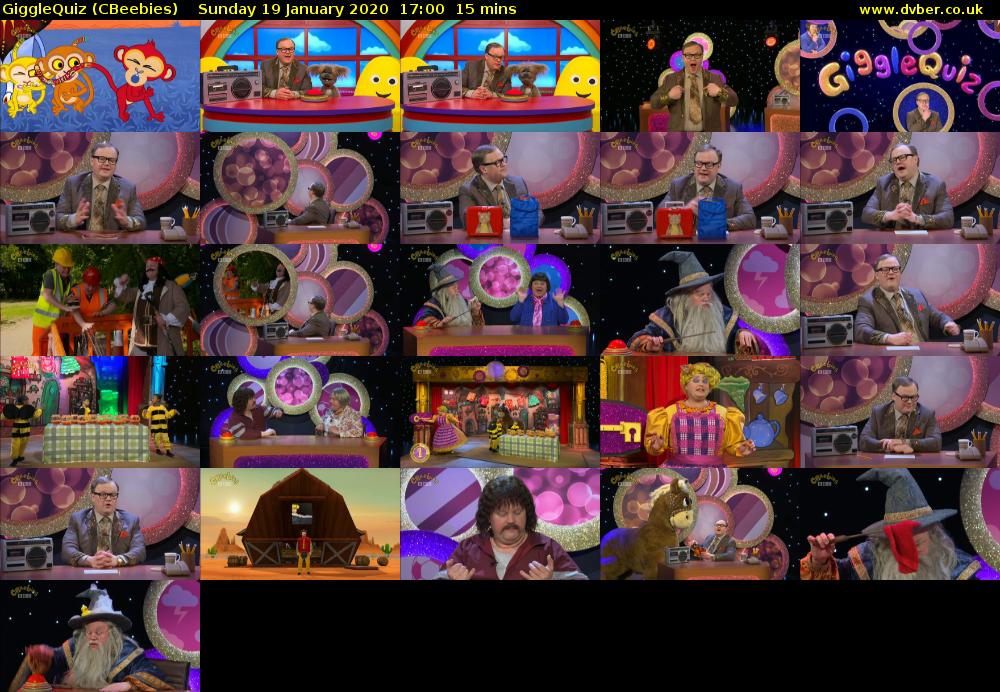 GiggleQuiz (CBeebies) Sunday 19 January 2020 17:00 - 17:15