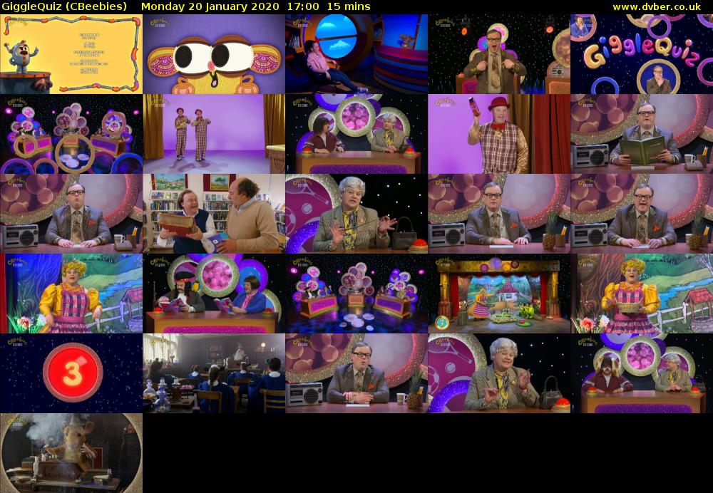 GiggleQuiz (CBeebies) Monday 20 January 2020 17:00 - 17:15