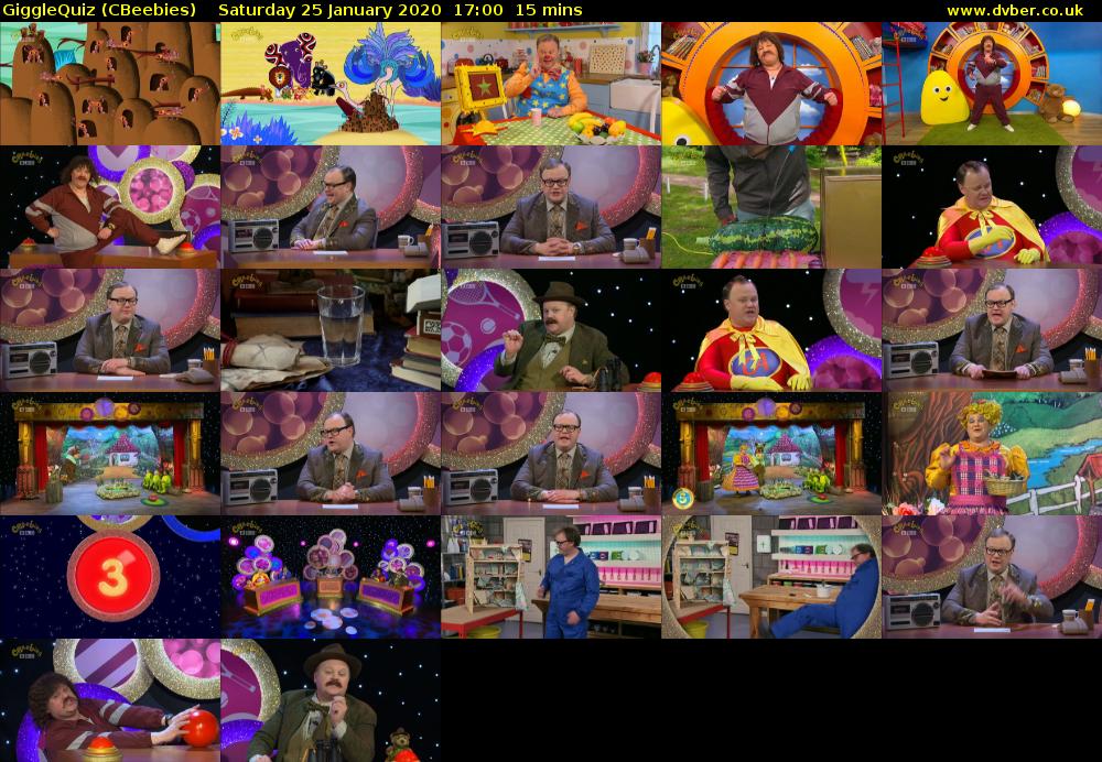 GiggleQuiz (CBeebies) Saturday 25 January 2020 17:00 - 17:15