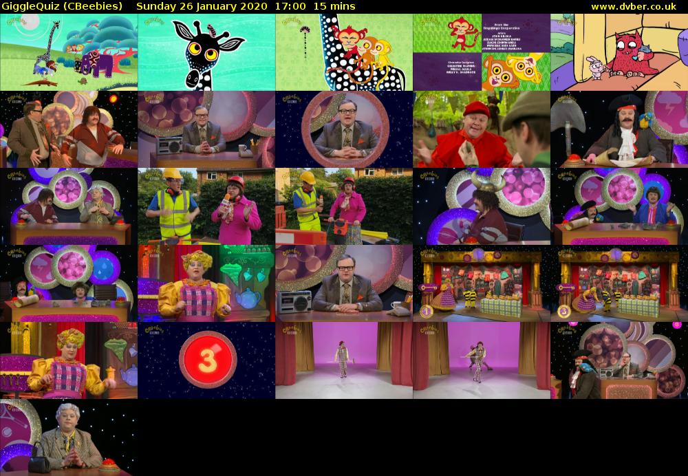 GiggleQuiz (CBeebies) Sunday 26 January 2020 17:00 - 17:15