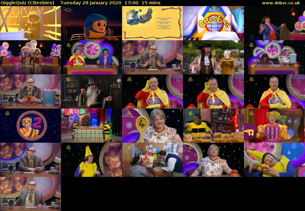 GiggleQuiz (CBeebies) Tuesday 28 January 2020 17:00 - 17:15