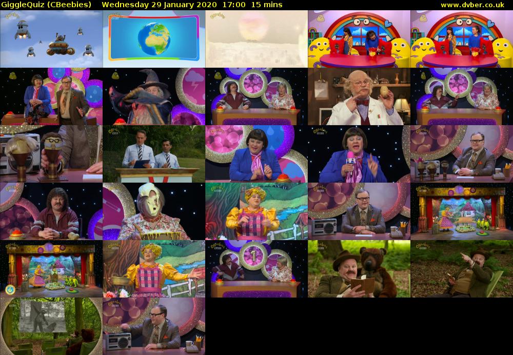 GiggleQuiz (CBeebies) Wednesday 29 January 2020 17:00 - 17:15