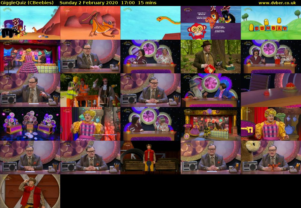 GiggleQuiz (CBeebies) Sunday 2 February 2020 17:00 - 17:15