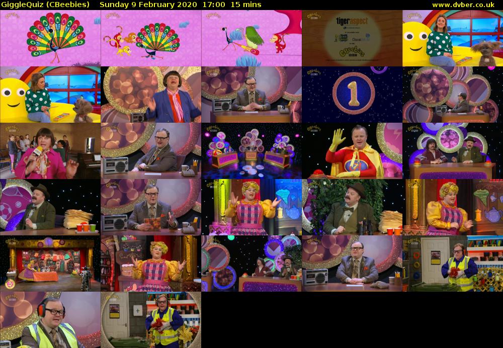 GiggleQuiz (CBeebies) Sunday 9 February 2020 17:00 - 17:15