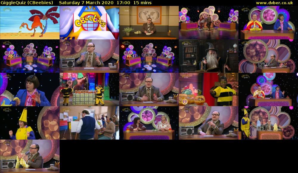 GiggleQuiz (CBeebies) Saturday 7 March 2020 17:00 - 17:15