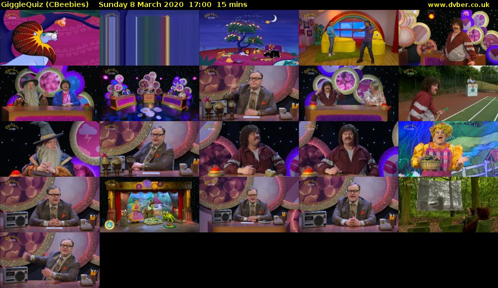 GiggleQuiz (CBeebies) Sunday 8 March 2020 17:00 - 17:15