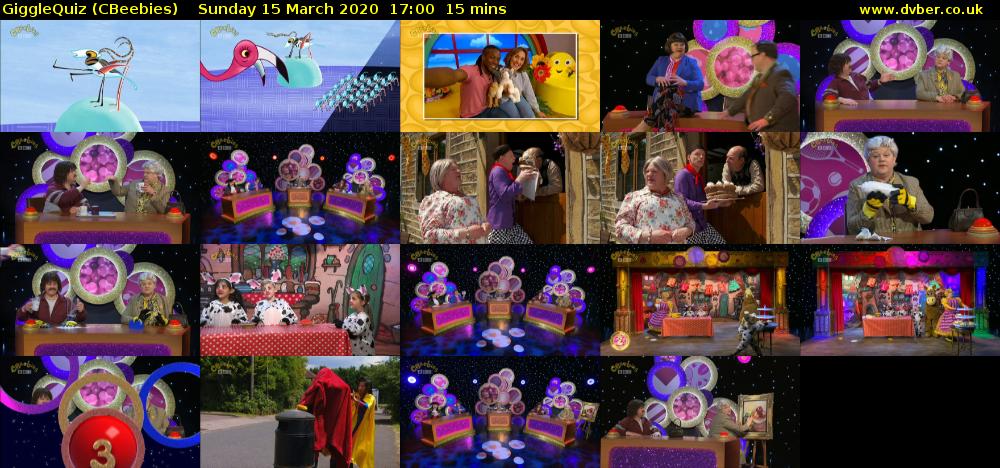 GiggleQuiz (CBeebies) Sunday 15 March 2020 17:00 - 17:15