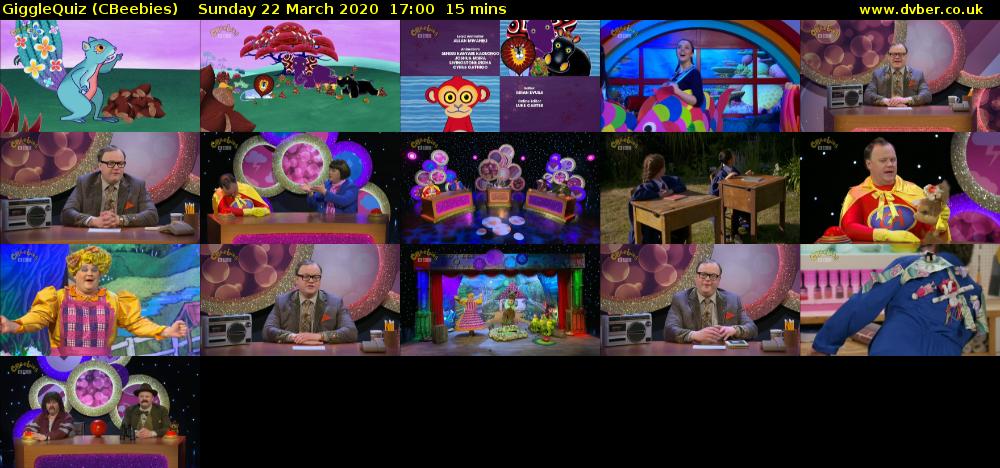 GiggleQuiz (CBeebies) Sunday 22 March 2020 17:00 - 17:15