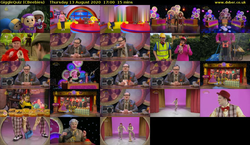 GiggleQuiz (CBeebies) Thursday 13 August 2020 17:00 - 17:15