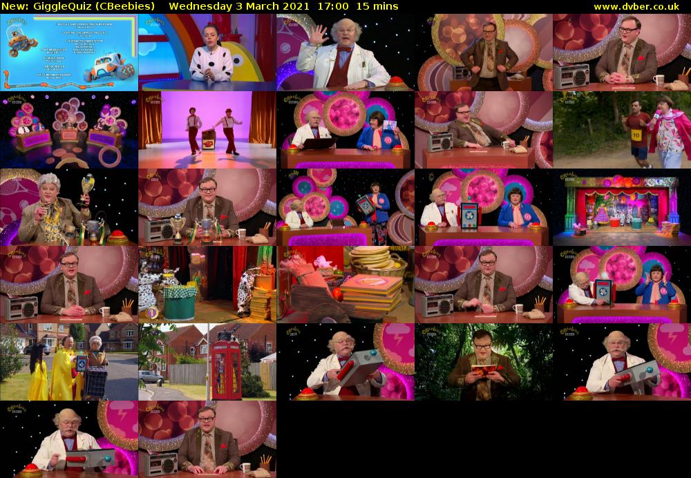 GiggleQuiz (CBeebies) Wednesday 3 March 2021 17:00 - 17:15