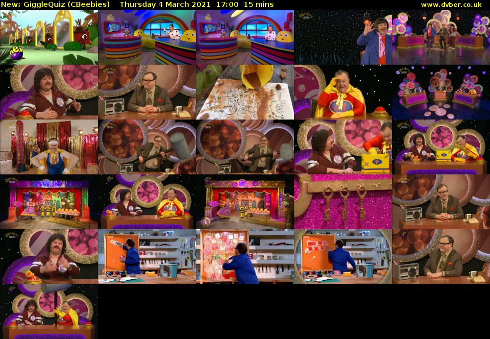 GiggleQuiz (CBeebies) Thursday 4 March 2021 17:00 - 17:15