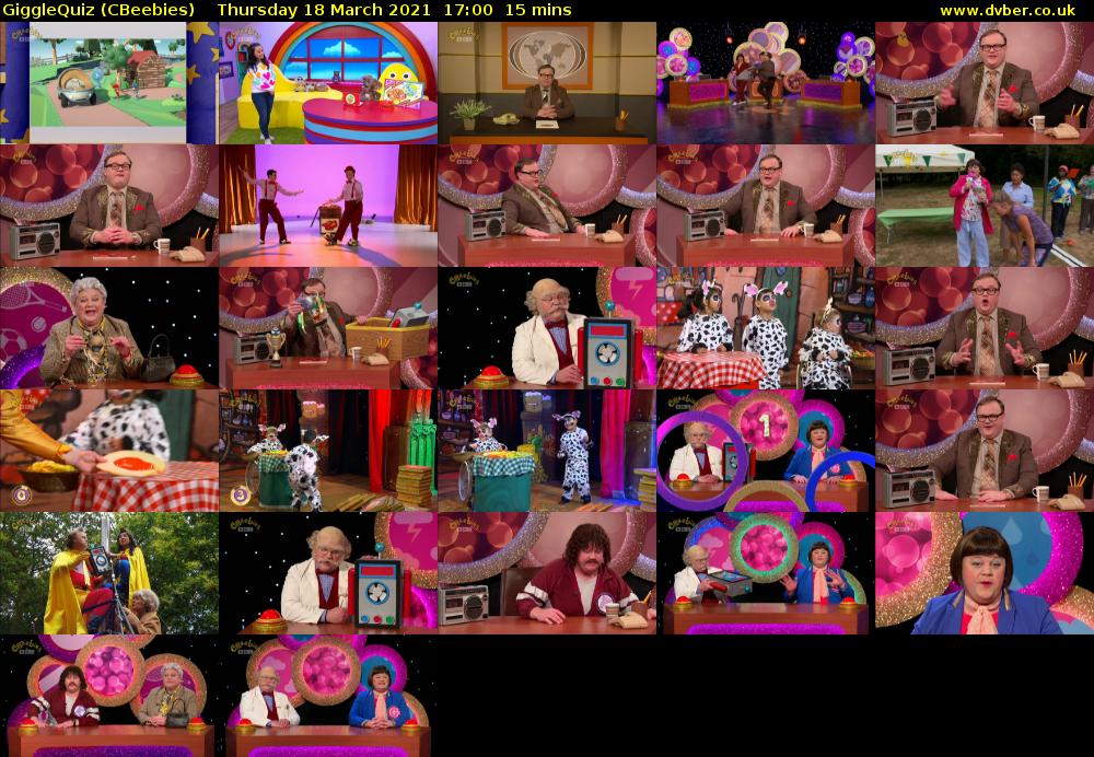 GiggleQuiz (CBeebies) Thursday 18 March 2021 17:00 - 17:15