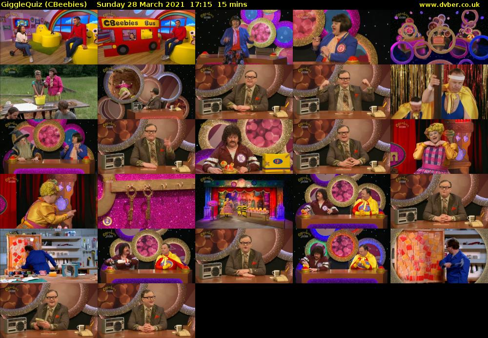GiggleQuiz (CBeebies) Sunday 28 March 2021 17:15 - 17:30