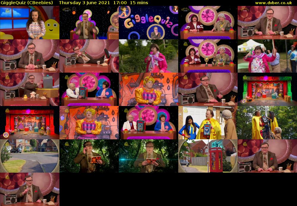 GiggleQuiz (CBeebies) Thursday 3 June 2021 17:00 - 17:15