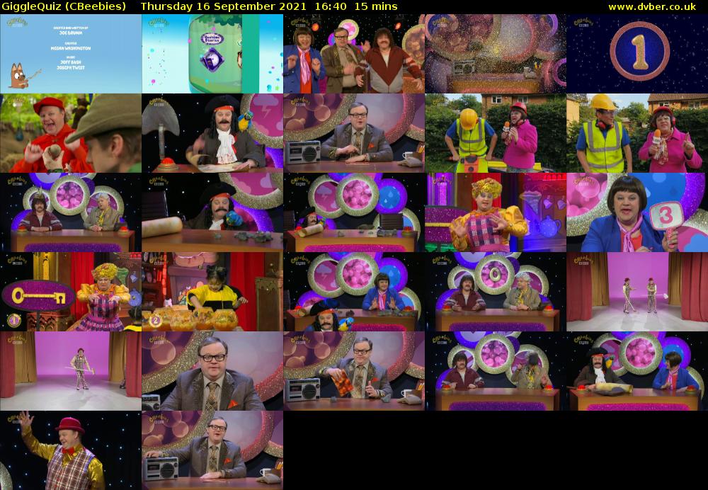 GiggleQuiz (CBeebies) Thursday 16 September 2021 16:40 - 16:55