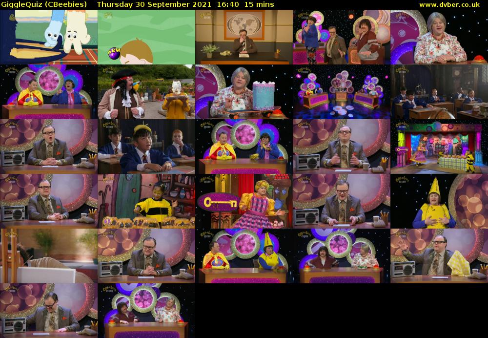 GiggleQuiz (CBeebies) Thursday 30 September 2021 16:40 - 16:55