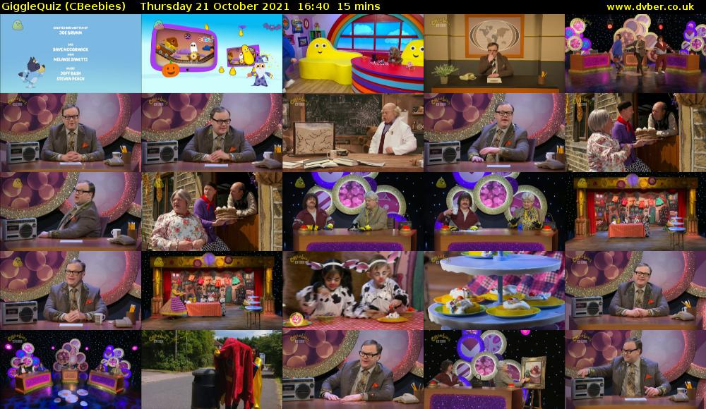GiggleQuiz (CBeebies) Thursday 21 October 2021 16:40 - 16:55
