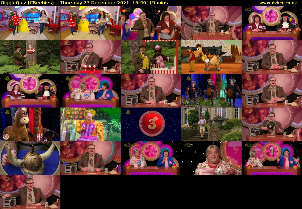 GiggleQuiz (CBeebies) Thursday 23 December 2021 16:40 - 16:55