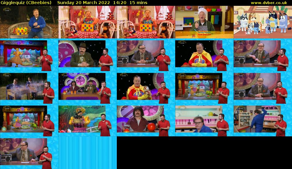 GiggleQuiz (CBeebies) Sunday 20 March 2022 14:20 - 14:35