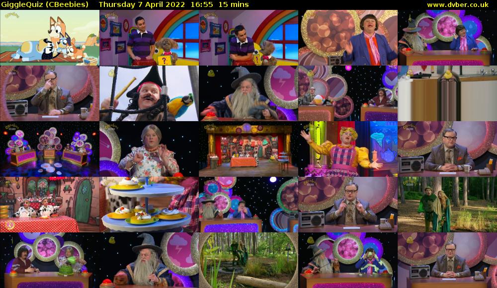 GiggleQuiz (CBeebies) Thursday 7 April 2022 16:55 - 17:10