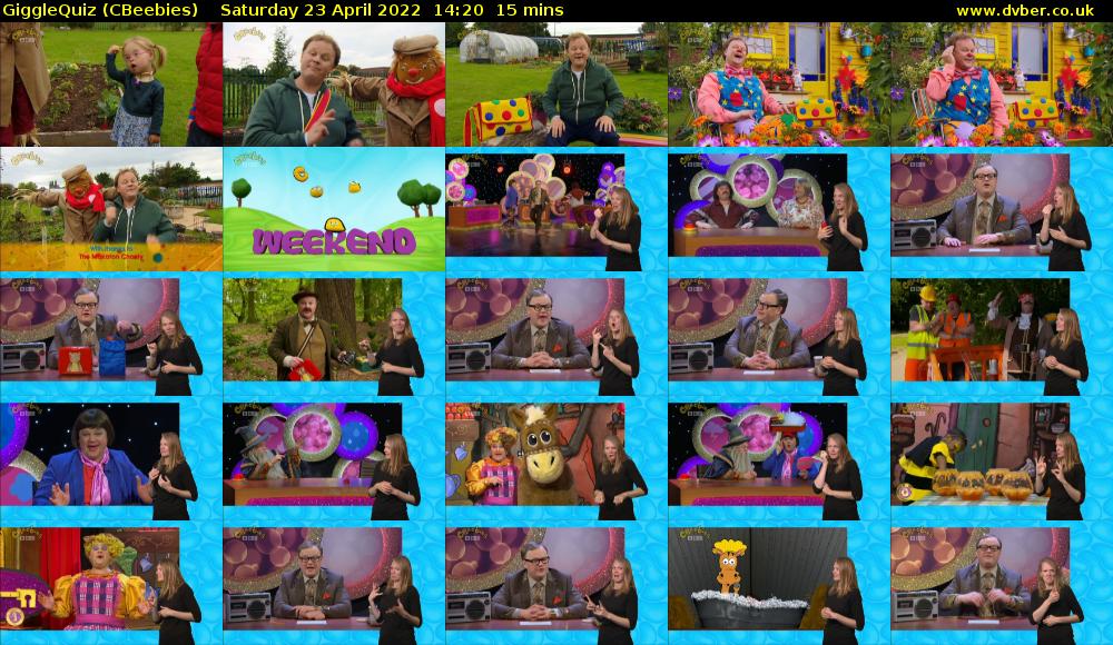 GiggleQuiz (CBeebies) Saturday 23 April 2022 14:20 - 14:35