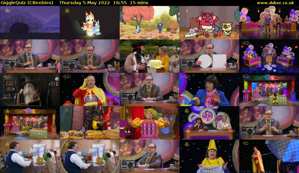 GiggleQuiz (CBeebies) Thursday 5 May 2022 16:55 - 17:10