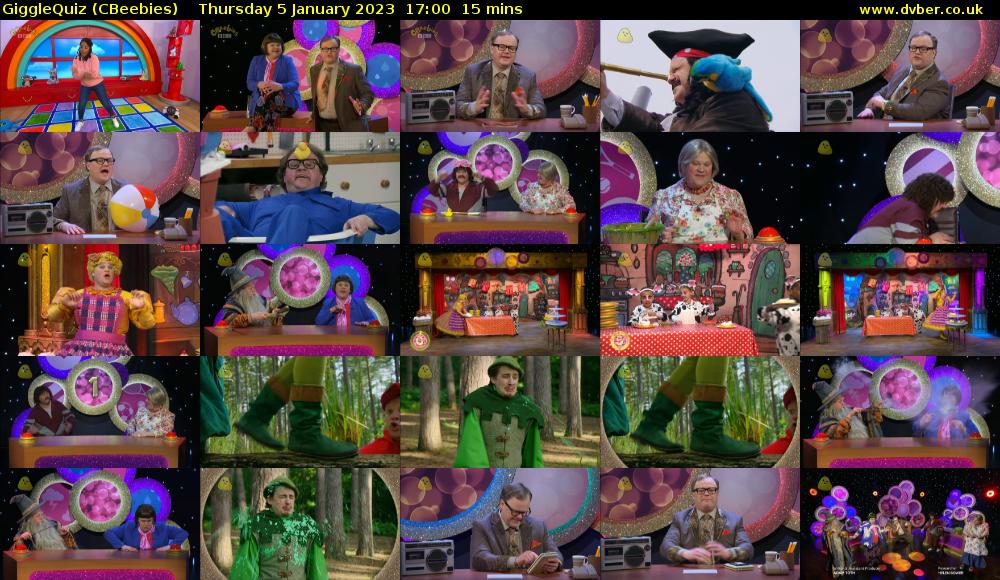 GiggleQuiz (CBeebies) Thursday 5 January 2023 17:00 - 17:15