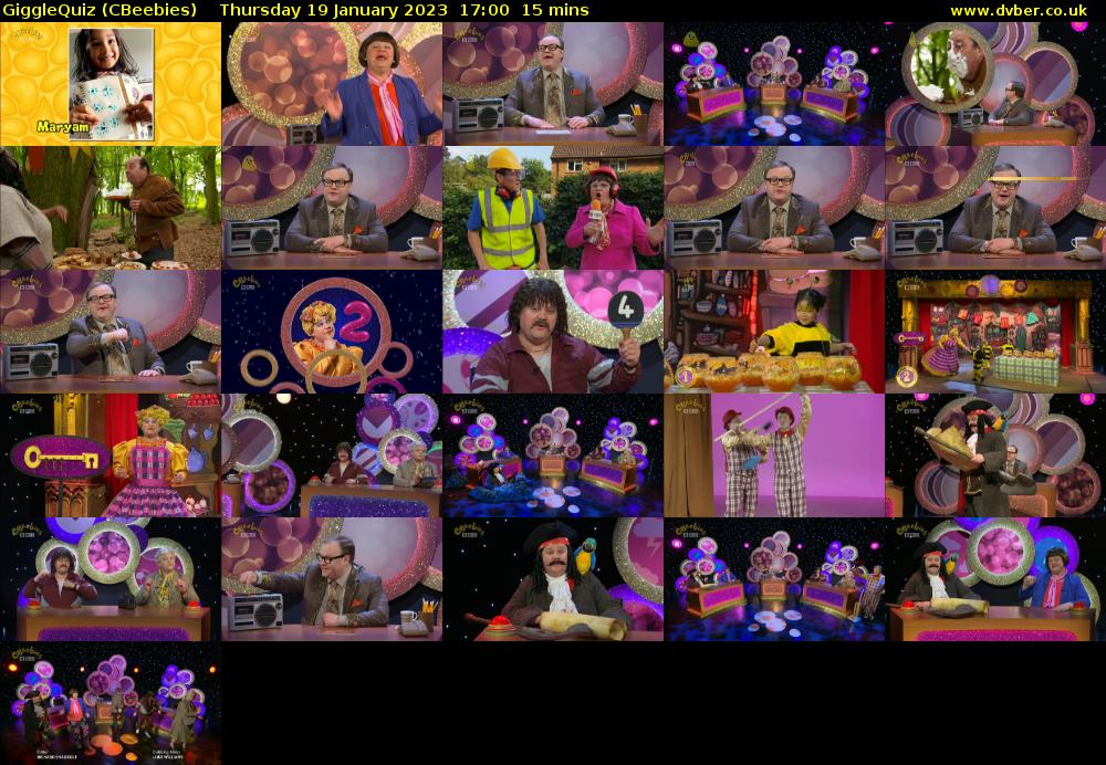GiggleQuiz (CBeebies) Thursday 19 January 2023 17:00 - 17:15