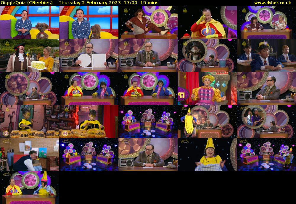 GiggleQuiz (CBeebies) Thursday 2 February 2023 17:00 - 17:15