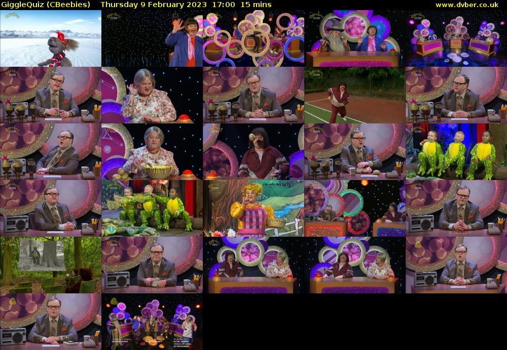 GiggleQuiz (CBeebies) Thursday 9 February 2023 17:00 - 17:15