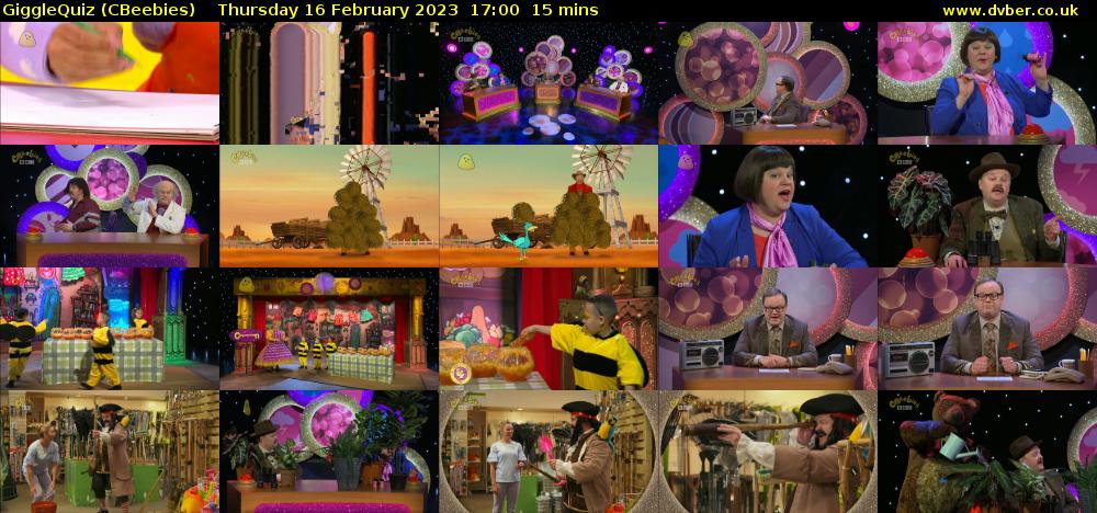 GiggleQuiz (CBeebies) Thursday 16 February 2023 17:00 - 17:15