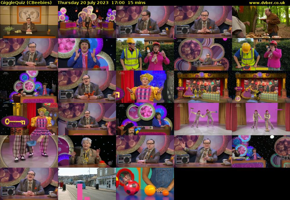 GiggleQuiz (CBeebies) Thursday 20 July 2023 17:00 - 17:15