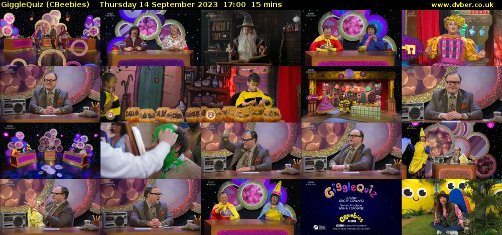 GiggleQuiz (CBeebies) Thursday 14 September 2023 17:00 - 17:15