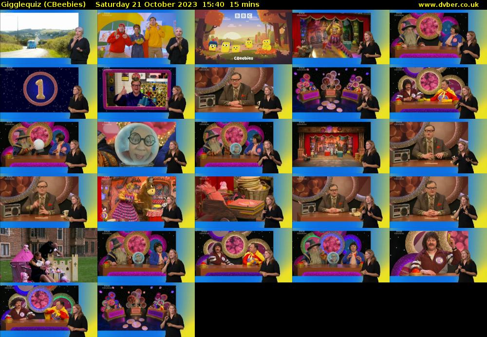 GiggleQuiz (CBeebies) Saturday 21 October 2023 15:40 - 15:55