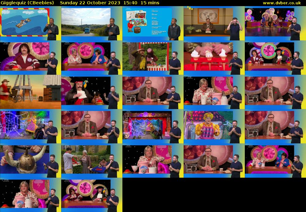 GiggleQuiz (CBeebies) Sunday 22 October 2023 15:40 - 15:55