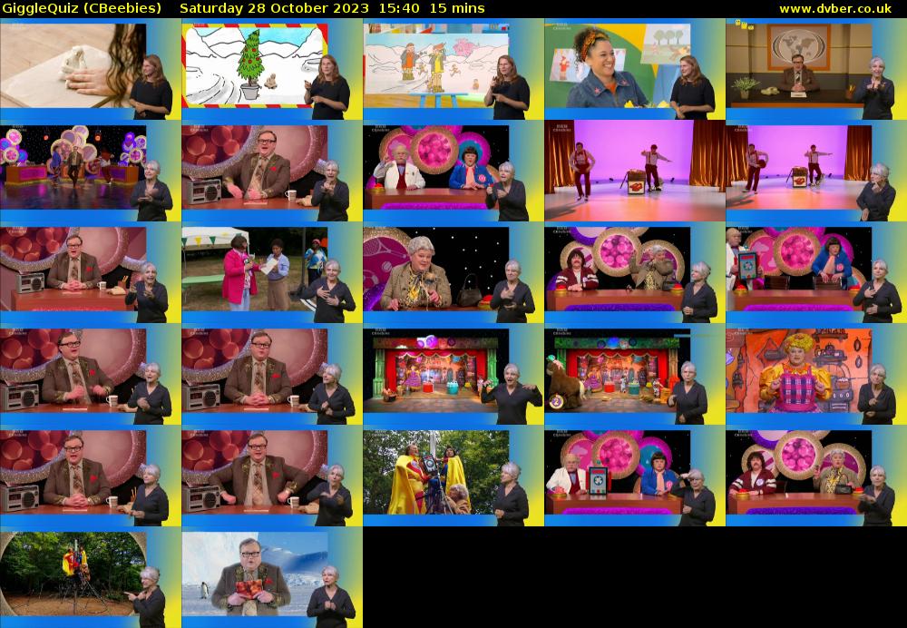 GiggleQuiz (CBeebies) Saturday 28 October 2023 15:40 - 15:55