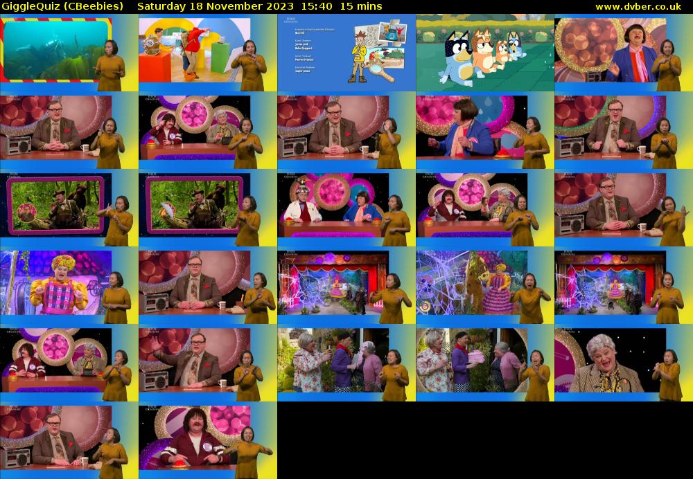 GiggleQuiz (CBeebies) Saturday 18 November 2023 15:40 - 15:55