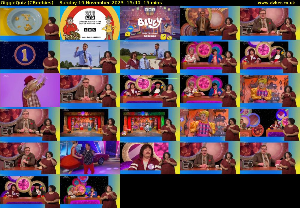 GiggleQuiz (CBeebies) Sunday 19 November 2023 15:40 - 15:55