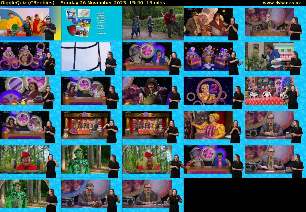 GiggleQuiz (CBeebies) Sunday 26 November 2023 15:40 - 15:55