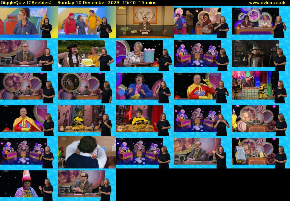 GiggleQuiz (CBeebies) Sunday 10 December 2023 15:40 - 15:55