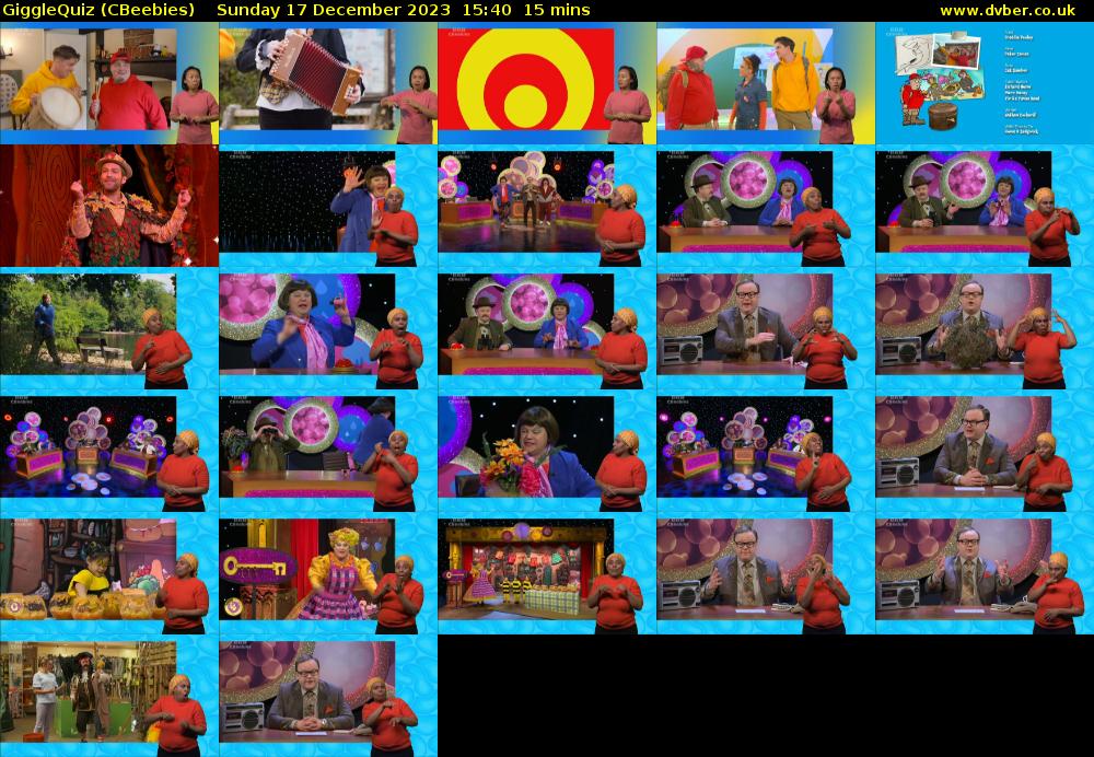GiggleQuiz (CBeebies) Sunday 17 December 2023 15:40 - 15:55