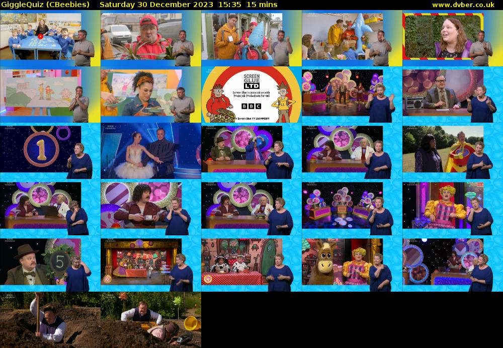 GiggleQuiz (CBeebies) Saturday 30 December 2023 15:35 - 15:50