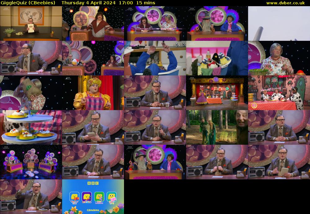 GiggleQuiz (CBeebies) Thursday 4 April 2024 17:00 - 17:15