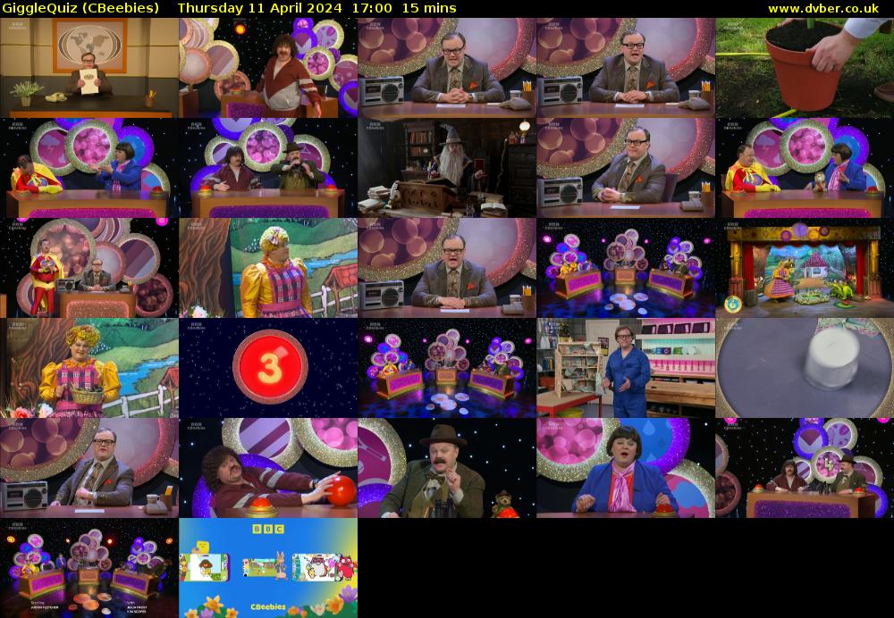 GiggleQuiz (CBeebies) Thursday 11 April 2024 17:00 - 17:15