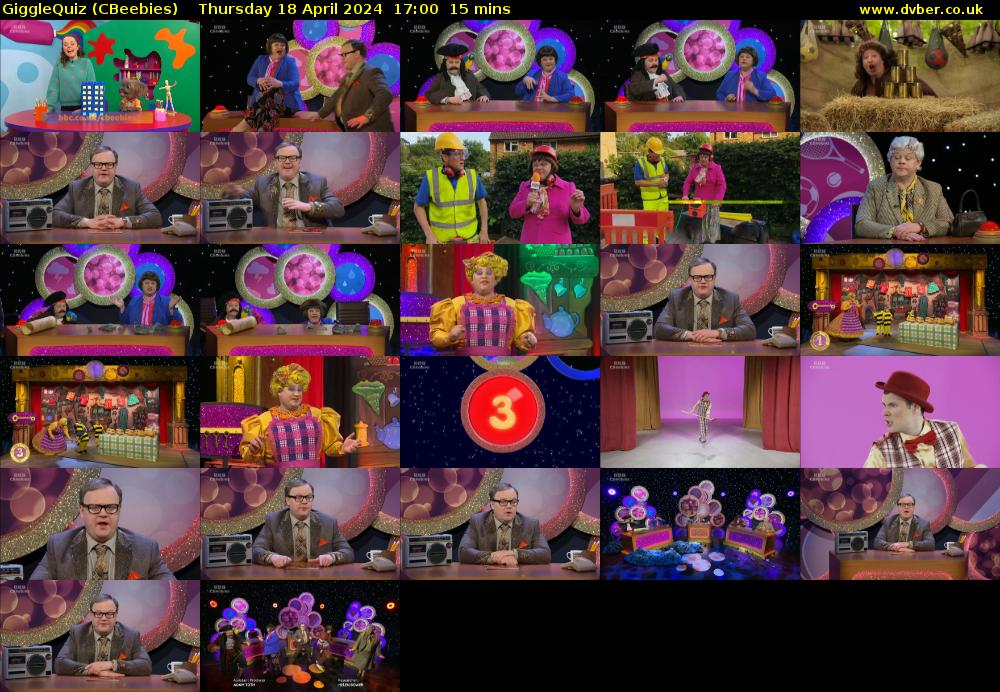 GiggleQuiz (CBeebies) Thursday 18 April 2024 17:00 - 17:15