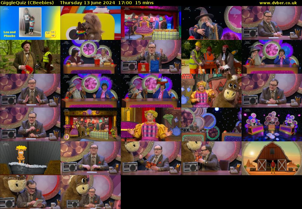 GiggleQuiz (CBeebies) Thursday 13 June 2024 17:00 - 17:15